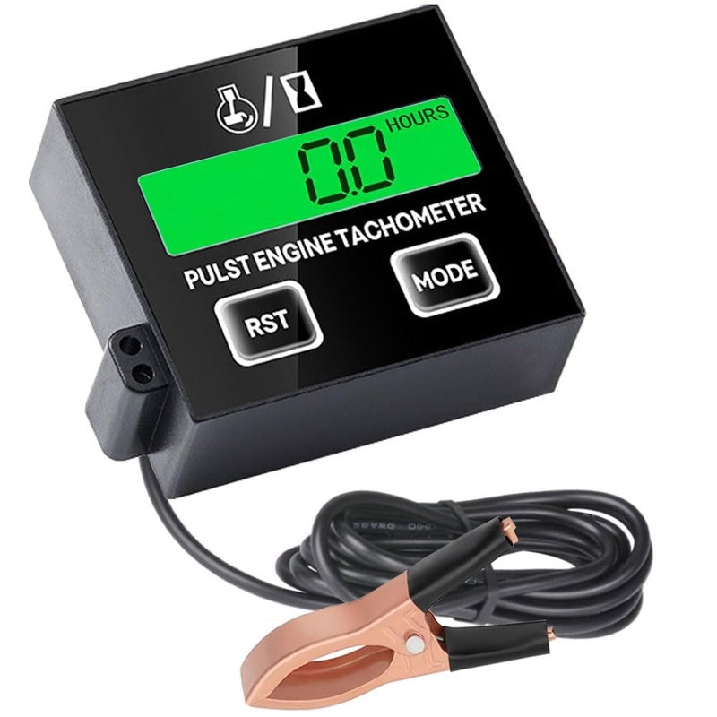 Linkhood Small Engine Tachometer, Digital Tachometer Tach Gauge Reset Function Equipped with Clip, Inductive Hour Meter for 2 Stroke 4 Stroke Small Engine for Cropper Generator Lawn Mower RV - Image 1